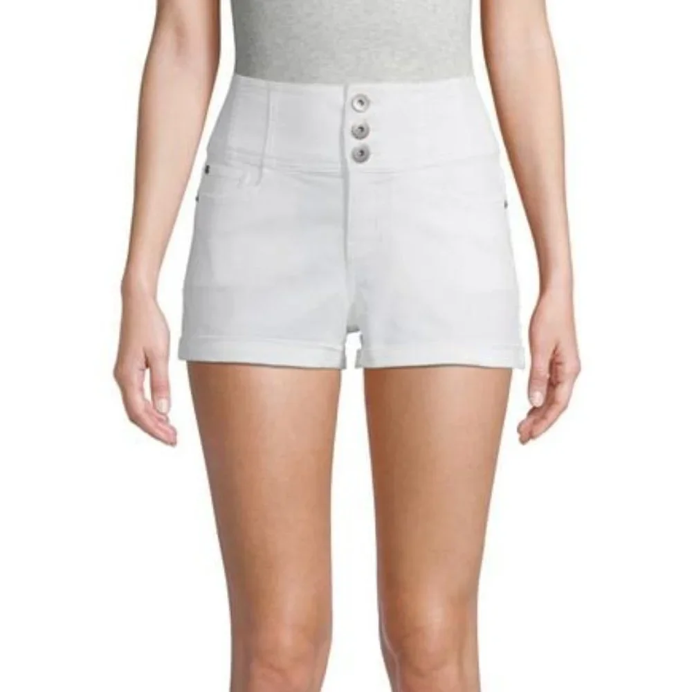 No Boundaries NWT Corset Triple Button High Rise Shorts in Arctic White Size 7
